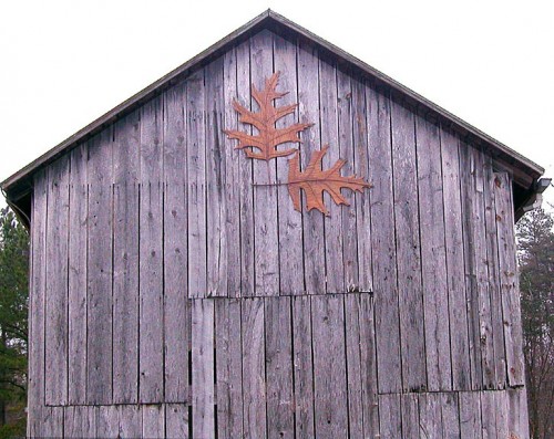 Carved wood on barn