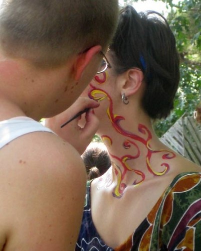 Memory face paints Elspeth.
