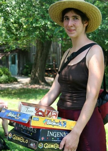 Lisa visitor with board games