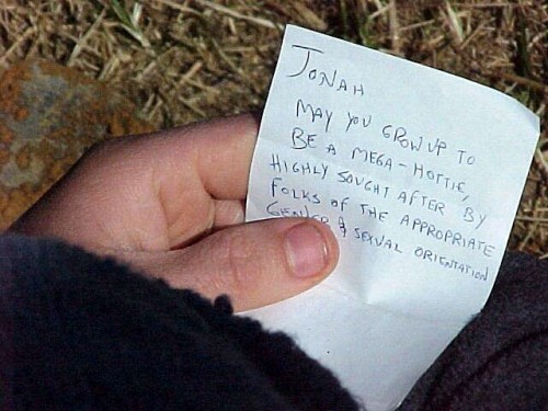 Note planted with placenta