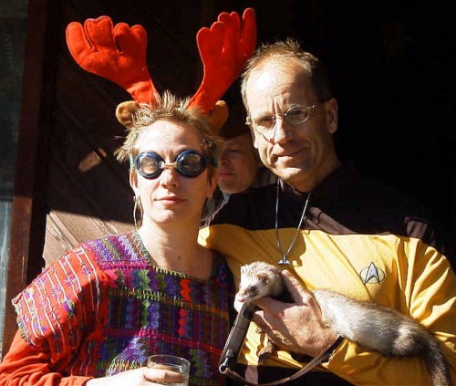 Val, Rob & pet ferret 
